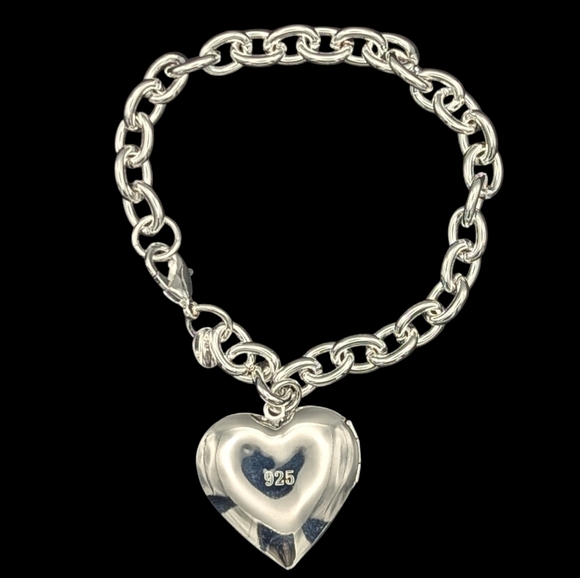 Sterling Silver Heart Locket Charm Bracelet Adjustable 925 Picture - Picture 2 of 6